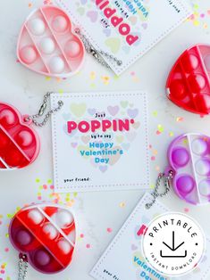 valentine's day poppin necklaces with free printable card