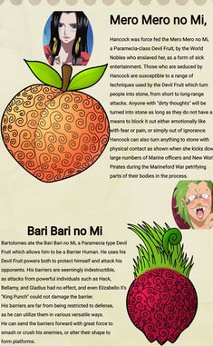 an info sheet describing the different types of fruits