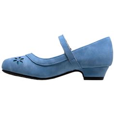 These cute pumps are perfect for her to dress up her casual outfits. The low heel and ankle strap will add a touch of sophistication to her style. *PLEASE NOTE THAT THIS STYLE RUNS BIGGER. MEASUREMENTS ARE INCLUDED BELOW TO HELP YOU PICK THE RIGHT SIZE* Material: Synthetic upper, pig leather lining and insole Extra 5mm cushioning to maximize comfort; easy on-off hook & loop fastener Heel- 1.25 inches approx Available in Pink, White, Red, Blue, Pink, Yellow, Nude and Black. Kids Toddler/Youth Siz Fitted Spring Mary Janes With Flat Heel, Fitted Flat Heel Mary Janes For Spring, Casual Spring Kitten Heels With Round Toe, Casual Kitten Heels With Round Toe For Spring, Spring Mary Jane Court Shoes With Ankle Strap, Spring Ankle Strap Mary Jane Court Shoes, Spring Kitten Heels With 4-inch Round Toe, Spring Kitten Heels With 4-inch Heel And Round Toe, Spring Mary Jane Court Shoes With Almond Toe