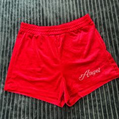 I Was Given A Brand New Item Without Tags, But It Didn't Fit Me. Velvet Shorts Size M Without Stains Or Damage, Completely New Red Cotton Bottoms With Letter Print, Red Casual Shorts With Letter Print, Casual Red Shorts With Letter Print, Trendy Red Relaxed Fit Shorts, Black Distressed Shorts, Casual Denim Shorts, Tweed Shorts, Velvet Shorts, Flowy Shorts