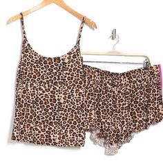 New Women’s French Affair Leopard Print Cami Top And Shorts Pj Leopard Print Sleepwear For Summer Loungewear, Leopard Print Cami, Cami Top, Cami Tops, New Woman, Women's Intimates, Leopard Print, Pajamas, Women Shopping