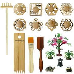 PRICES MAY VARY. These mini Zen garden rake stamps set are nice accessories to add on to your desktop Zen garden. When you do something stressful, you can calm yourself by use rake raking a rock sand Zen garden or pressing the stamp through sand to see its markings. The six teeth wide rake can be rotated in the sand to create a big circular water pattern or it can be used as a sand smoothing push rake for erasing designs and flattening the sand so it is ready for your next creation! Bamboo stick Japanese Sand Garden, Sand Zen Garden, Tabletop Zen Garden, Desktop Zen Garden, Mini Zen Garden, Zen Gifts, Mini Office, Sand Play, Japanese Gifts