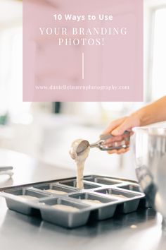 Woman scooping batter into bread tins during a brand session in New Paltz, NY. Branding Photos, 10 Things