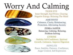 The worry and calming crystals set includes 5 of the most powerful worry and calming crystals. This set includes: * 5 crystals - Tiger eye, amethyst, zebra jasper, citrine and howlite * Guidance card with information about the crystals like the one in the title photo of the listing. * Sturdy velvet bag for your stones. * Gift card (optional). * Gift card (optional). * Everything is packed in an elegant box with a ribbon ready to be given as a gift. * Stones size 0,75''- 1'' or 2 - 2,5 cm. * How Wiccan Protection, Calming Crystals, Control Emotions, Crystals Healing Grids, Gemstones Chart, Crystal Healing Chart, Number Drawing, Crystals Healing Properties, Zebra Jasper