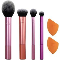 Return Policy Fast Delivery Trusted seller Everyday Essentials Kit, Makeup Brush Set With 2 Makeup Blending Sponges, For Product Description Everyday Essentials Set includes: (1) RT 400 brush, (2) RT Miracle Complexion Sponges, (1) RT 300 brush, (1) RT 402 brush, and (1) RT 200 brush UltraPlush Synthetic Bristles Your one and done set for everyday makeup looks that doubles as the perfect holiday gift Prestige Performance, 100% Cruelty-Free and Vegan Use makeup beauty sponge wet for a dewy glow a Brushes For Eyeshadow, Beauty Blender Real Techniques, Essential Makeup Brushes, Makeup Blender Sponge, Real Techniques Brushes, Makeup Blending, Makeup Blender, Makeup Brush Kit, Blending Sponge