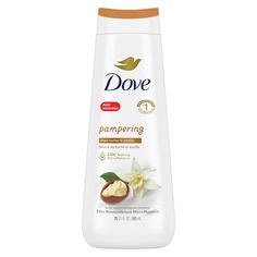 Buy Dove Pampering Long Lasting Gentle Women's Body Wash All Skin Type, Shea Butter & Vanilla, 20 fl oz at Walmart.com Dove Pampering Body Wash, Vanilla Dove Body Wash, Dove Vanilla Body Lotion, Dove Soap Body Wash, Dove Vanilla Body Wash, Vacation Makeup Bag, Dove Pampering, Body Wash Dove, Shower Care