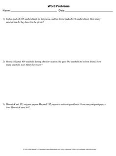 the word problems worksheet is shown in this image, and it shows that there are