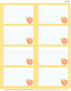 the printable teacher's notepad with apples on it