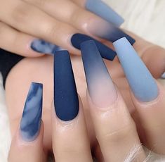 Blue Coffin Nails, Black Acrylic Nails, Blue Acrylic Nails, Nail Art Designs Summer, Formal Nails, Summer Nail Designs, Nail Art Instagram