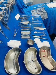 the table is set up with surgical equipment