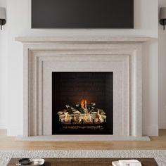 Devon Mantel shown in Natural Finish Gas Fireplace Mantel, Stone Fireplace Mantle, Painted Fireplace Mantels, Cast Stone Fireplace Surround, Stone Mantle, Fireplace Style, Cast Stone Fireplace, Fireplace Mantel Surrounds, Stone Fireplace Mantel