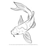 a black and white drawing of a koi fish