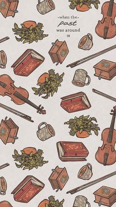 an image of a pattern with musical instruments on it's back side and the words, when the music was around it