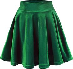 Urban CoCo Women's Vintage Velvet Stretchy Mini Flared Skater Skirt (M, Dark Green) at Amazon Women’s Clothing store Green Velvet Skirt, Tennis Skirt Outfits, Black Cotton Skirt, Flared Skater Skirt, Comfortable Skirts, Mini Skater Skirt, Velvet Flares, Velvet Skirt, Vintage Velvet