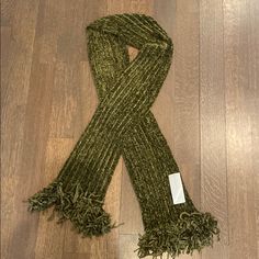 Olive Green Chenille Scarf, Nwt, Charter Club Green And Gold Crochet Scarf, Chenille Scarf, Club Accessories, Club Red, Poncho Wrap, Floral Silk Scarf, Silver Silk, Grey Leopard Print, Leopard Print Scarf