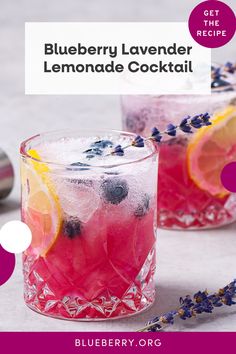 the blueberry lavender lemonade cocktail is ready to be served