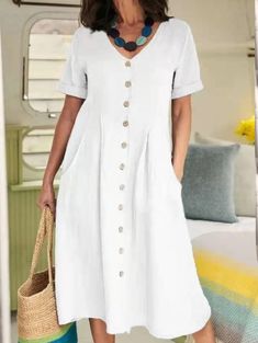 Cotton Long Dress, High Waist Dress, High Waist Fashion, Linnet, Straight Dress, Hipster Fashion, Vestido Casual, Basic Outfits