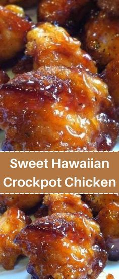 sweet hawaiian crockpot chicken on a plate