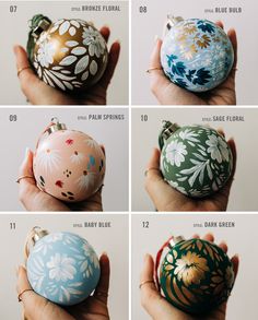 the instructions for how to paint an ornament with acrylic flowers on it