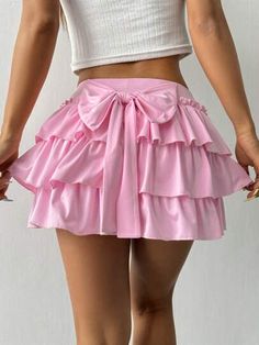 Women's & Men's Clothing, Shop Online Fashion Mod Fashion Women, Low Rise Outfit, Rush Outfits, Layered Mini Skirt, Bow Skirt, Easy Winter Outfit, Women Skirts, Pink Skirt, Cute Skirts