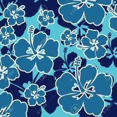 blue and white flowers on a blue background