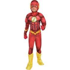 the flash costume is shown in red and yellow