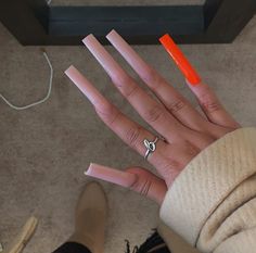 Nail Inspo Xl Square, Bad Nana Nails, Long Basic Acrylic Nails, Plain Long Nails, Curved Nails, Drip Nails, Glow Nails, Exotic Nails