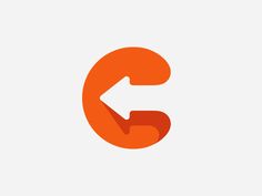 the letter c with an arrow pointing to it's left side, in orange