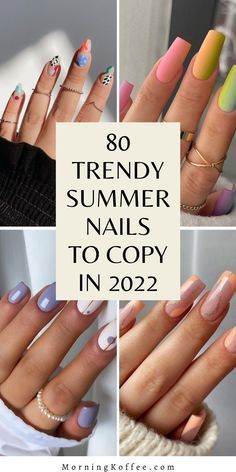 Nail Art Designs Summer 2022, Spring To Summer Nails, Nail Art Ete 2022, White Nails With Colorful Designs, New Trendy Nails, Summer Nails2022, Trendy Nails 2022 Summer, Summer Inspired Nails, Trendy Summer Nails 2022