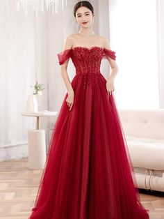 New style, red wedding dress, elegant light luxury bridal dressMaterial:tulleColor:as picture or custom colorNeckline:strapless /off shoulderBack details:bandageDress type:A-lineStyle:elegant&ltp&gtFeatures:lace,bead</p>&ltbr/>&ltp&gtThis dress could be custom made, there are no extra cost to do custom size and color.</p>&ltbr/>&ltp&gt1, If the color is customized, please note the color & card number.</p>&ltbr/>&ltp&gt2,Y Red Wedding Dress, Prom Dress Evening, A Line Evening Dress, Burgundy Prom Dress, Sequin Party Dress, Dress A Line, Luxury Bridal, Dress Evening, Red Wedding