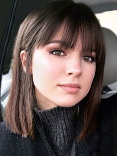 Long Bob Haircuts, Short Straight Hair, Haircuts Straight Hair, Penteado Cabelo Curto, Short Hair With Bangs, Haircuts With Bangs, Trendy Hairstyles, Hairstyles With Bangs, Bob Hairstyles