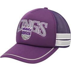 the los angeles kings purple and white trucker hat is on sale for $ 25