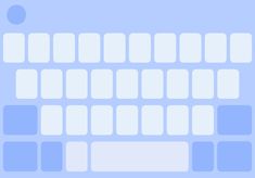 a blue and white computer keyboard on a light blue background, with several smaller squares in the middle