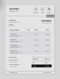 an invoice form is shown with black and white lines on the bottom half