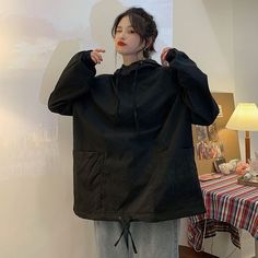 Oversized Women's Hooded Shirt Unisex Tactical Korean Loose Techwear Windbreaker Jacket Trend Mid-length High Street Punk Tops voguable Green Boutique, Punk Tops, Black Boutique, Jacket Trend, Water People, Street Punk, Velvet Sweater, Navy Blue Print, Oversize Women