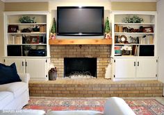 a living room filled with furniture and a flat screen tv mounted on the wall above a fireplace