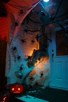 halloween decorations on the outside of a house