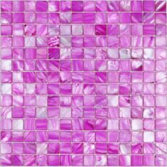 purple glass mosaic tile with white and pink squares on the bottom, in an irregular pattern