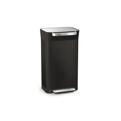 a black trash can on a white background