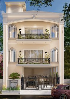 Neo-Classical Elevation | ArchiReve Studio Villa Front Elevation Design, Villa Elevation, Neoclassical House Exterior, Classical House Elevation, Modern Neoclassical Architecture, Neo Classic Villa, Classic Villa Exterior, Neoclassical Villa