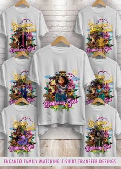 family matching tshirt design with the name and image on each t - shirt