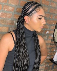 Medium Size Cornrows Braid Styles, Side Part Cornrows Braids, Cute Feed In Braids Styles, Simple Cornrow Hairstyles, Quick Feed In Braid Styles, Side Part Braids, Feed In Braids Cornrows, Cornrow Ideas, Feed Ins