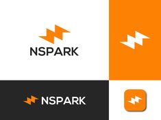 an orange and white logo with the letter n spark