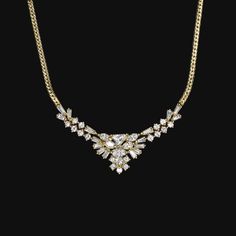 Why we love it:This diamond cluster necklace offers bright sparkle and has a glamorous look that will add a luxurious touch to your wardrobe!Highlights:- 2 carats of high quality natural diamonds- Bright white and exceptionally clean diamonds, graded F-G VS1-SI1. This is very hiqh quality in a necklace!- Elegant clustering of a variety of cut shapes with baguettes, marquises, rounds, and a trillion- 18k yellow gold setting and chainDimensions:13 inches in length. Diamond Cluster Necklace, Rosé Phone, Necklace Elegant, Cluster Necklace, Yellow Gold Setting, Diamond Cluster, Gold Set, 2 Carat, Bright White