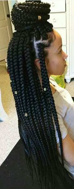 Short Box Braids, Box Braid, Crochet Braids Hairstyles, Braids With Beads, Girls Braids