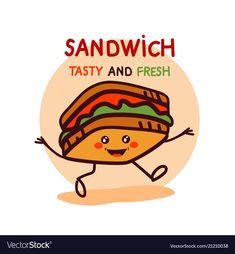 a tasty and fresh sandwich cartoon character