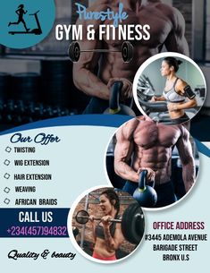 a flyer for a gym and fitness club