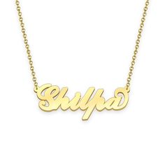 Shilpa name necklace Gold Custom Necklace, Personalized Gifts For Her 
								Add something extra special to your jewelry box with Name Necklace Official engravable necklaces.
								The Shilpa's 14k gold name necklace is best gifts for Shilpa. Name Necklace Official provides affordable engravable jewelry that won't 
								break the bank. In addition, these pieces make for very thoughtful and appreciated gifts for friends and family. 
								And whether valentine's day gifts, mother's day gifts, christmas gifts, wedding gifts, graduation gifts, birthday gifts,
								 NAME NECKLACE are all the best gift choice store. Engravable Jewelry, Name Necklace Gold, Gold Name Necklace, Personalized Gifts For Her, Engraved Jewelry, Gifts Birthday, Engraved Necklace, Necklace Personalized, Gifts Wedding