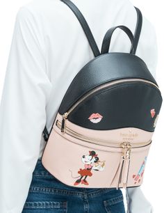 12"h x 9.45"w x 4.13"drefined grain leather2 way spade jacquardmetal pinmount logozip around closurefront zip & back slip pocketsfront zip pocketstyle # wkr00214Color: Pale Velvet Multi Kate Spade Leather Backpack, Kate Spade Backpack Purse, Kate Spade Minnie Mouse, Minnie Mouse Backpack, Kate Spade Backpack, Kate Spade Disney, Kate Spade Outlet, Disney Dreams, Quilted Backpack