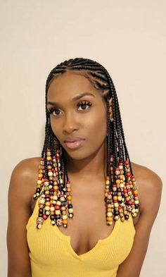 Cornrow Ideas With Beads, Latest Cornrows Styles 2023, Short Beaded Cornrows, Cornrows Braids For Black Women With Beads, Curly Braids With Beads, Conrows Lines And Braids With Beads, Short Cornrows With Beads, Short Fulani Braids With Beads, Beaded Braids Hairstyles